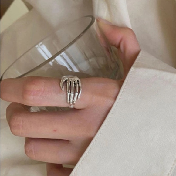 Silver Skeleton Hand Ring - Picture 3 of 8